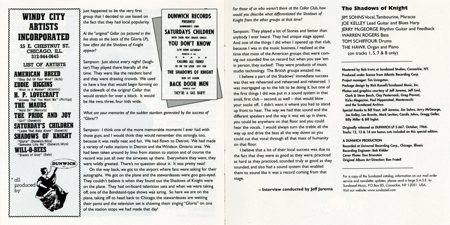 shadows of knight cd back door men booklet 4